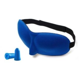 Antifaz y tapones para oídos Kit de descanso ergonómico azul