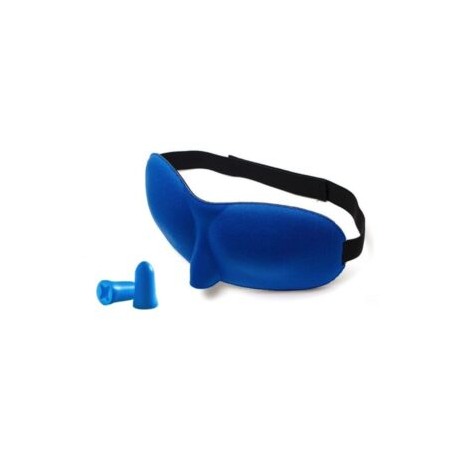 Antifaz y tapones para oídos Kit de descanso ergonómico azul