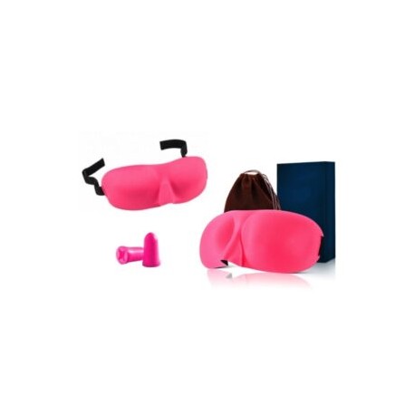 Antifaz y tapones para oídos Kit de descanso ergonómico rosa