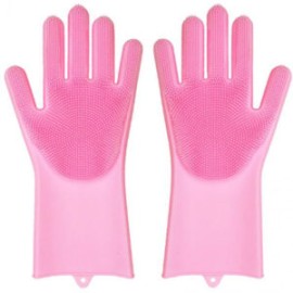 Guantes de silicón para lavar trastes, mascotas, autos, multiusos