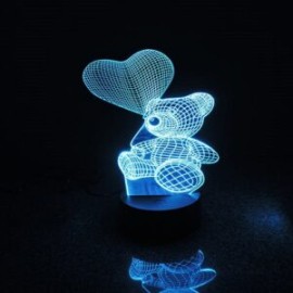 Lampara 3D de figura de osito con corazón