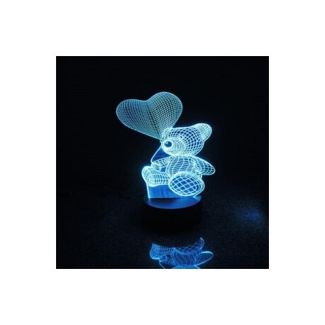Lampara 3D de figura de osito con corazón