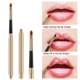 Lip brushes-B0491 Dorado brocha pincel retráctil de ojos y labios para maquillaje