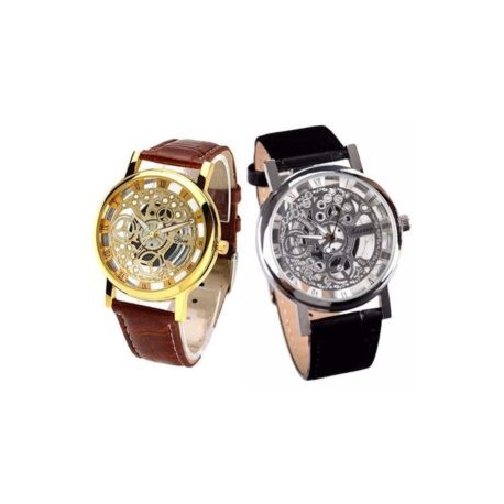 Pack de 2 relojes Luxury de piel dorado y plateado