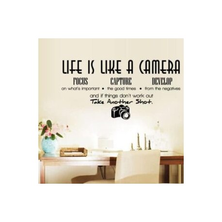 Vinilo con frase Life is like a camera