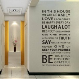 Vinilo Decorativo House 120*90 Cm Reglas Del Hogar
