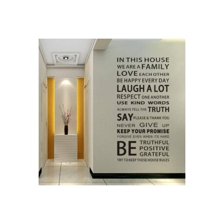 Vinilo Decorativo House 120*90 Cm Reglas Del Hogar