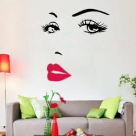 Vinilo decorativo ojos y labios de mujer