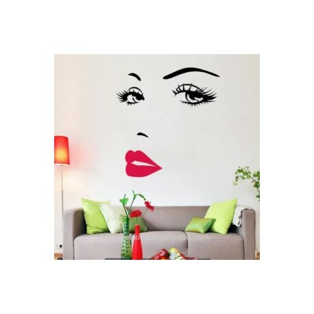 Vinilo decorativo ojos y labios de mujer